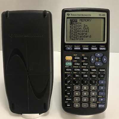 #ad Texas Instruments TI 83 Graphing Calculator Black With Cover Tested Works VTG $16.99