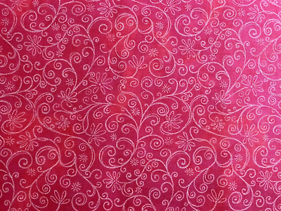 #ad Pink Flowers and Vines on a Pink Marble Background Fabric Print OOP BTHY $5.00