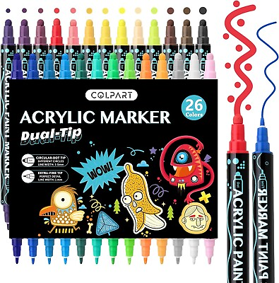 #ad 60 Colors Dual Tip Acrylic Paint Pens Markers Premium Acrylic Paint Pens $13.99