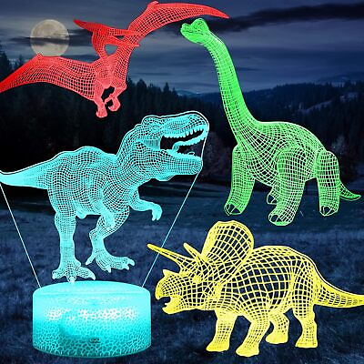 #ad 3D Dinosaur Night Light Boys Room 4 Patterns and Timing Function 16 Colors $36.99