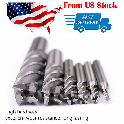 #ad 6pc HSS CNC 4 Flute Spiral Bit End Mill Cutter 1 8 3 16 1 4 5 16 5 8 1 2quot; in US $18.99