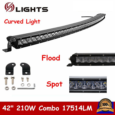 Curved 42inch 210W Single Row LED Light Bar Slim Combo Lamp 4WD Boat Ford Truck $64.80
