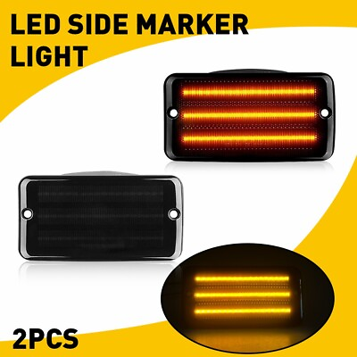 #ad 2PCS Lens Smoked Signal Front Turn Lights Amber For LED 97 06 Jeep Wrangler TJ $36.99