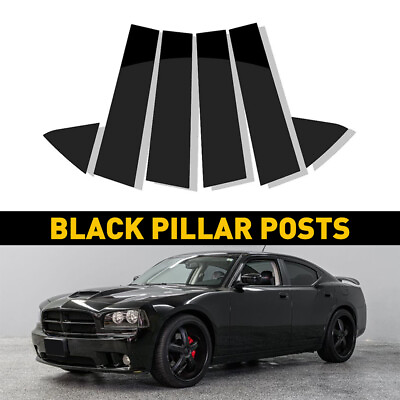 #ad 6x Window Molding Post Pillar Black Cover Trims Door for 2006 2010 Dodge Charger $14.99