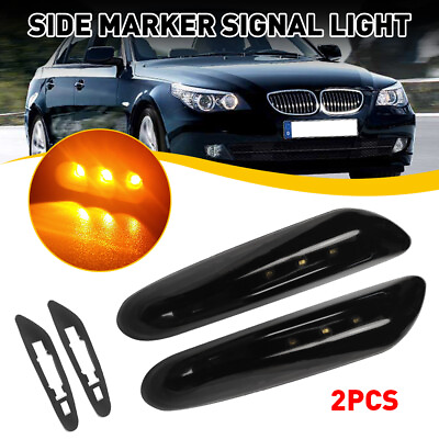 2x LED Side Marker Lights Amber For 2004 2010 BMW 5 series E60 E61 X3 E83 Smoked $15.99