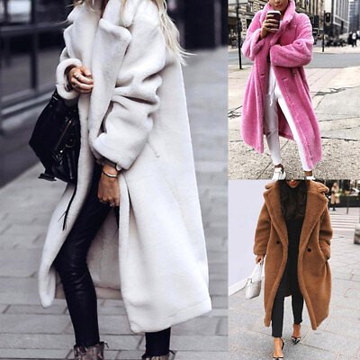 #ad Women Coat Jacket Parka Overcoat Outwear Fashion Winter Long Plush Faux Fur Warm C $41.90