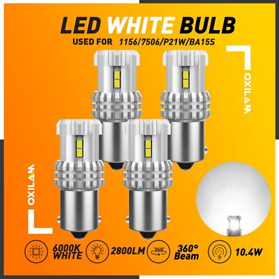 #ad OXILAM LED 1156 P21W 7506 Backup Light White Bulb 4PC 6000K Brake Indicator EAP $19.99