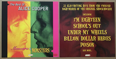 #ad ALICE COOPER Rare 2001 SET of 2 DOUBLE SIDED PROMO POSTER FLAT 4 Mascara CD MINT $24.99