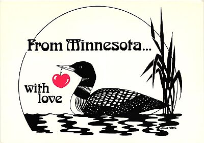#ad Vintage Postcard 4x6 FROM MINNESOTA WITH LOVE DUCK WITH A HEART HANGING OUT OF $8.95