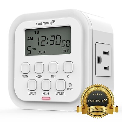#ad 7 Day Digital Electric Programmable Dual Outlet Plug In Clock Light Timer Switch $15.99