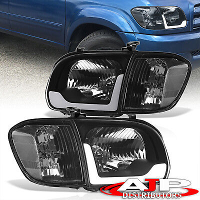 #ad Black Clear OE Style LED DRL Headlight Lamps For 2005 2007 Toyota Tundra Sequoia $174.99