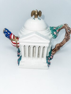 #ad 1995 Fitz and Floyd Tea Pot The Jefferson Memorial Washington D.C. 2 west $99.00