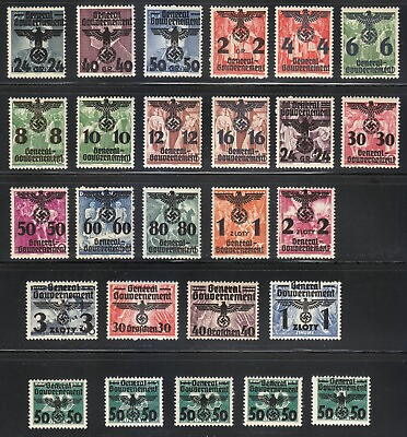 #ad Poland OCCUPATION stamps Post Osten 1940 MNH Mi 17 39 Sc N30 N55 WW2 set ** $108.00