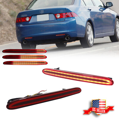 Red LED Rear Bumper Reflector Tail Brake Signal Lights For 2004 2008 Acura TSX $22.99