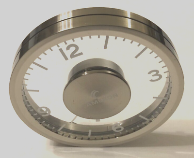 #ad $15 Cameron Analog Clock Metal Silver 4 3 4 Aluminum Desk Round Flat Quartz 2006 $10.99