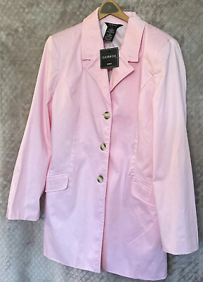 #ad GEORGE Stretch Jacket Coat Size 14 Cotton Pink Lined New Vintage Spring Jacket $30.00