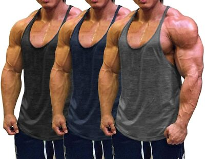 #ad Muscle Cmdr Men#x27;s Bodybuilding Stringer Tank Tops Y Back Gym Fitness Workout Tra $34.98