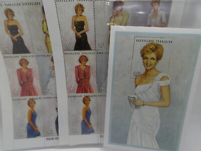 #ad Lot of 1997 Togo Stamps 3 pages Honoring Princess Diana Gowns with CoA Nice $19.00