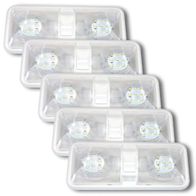 5 NEW RV LED 12v CEILING FIXTURE DOUBLE DOME LIGHT FOR CAMPER TRAILER RV MARINE $49.99