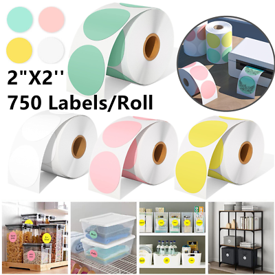 #ad 2#x27;#x27; Round Direct Thermal Labels Round Circle Label Self Adhesive Thermal Sticker $8.99
