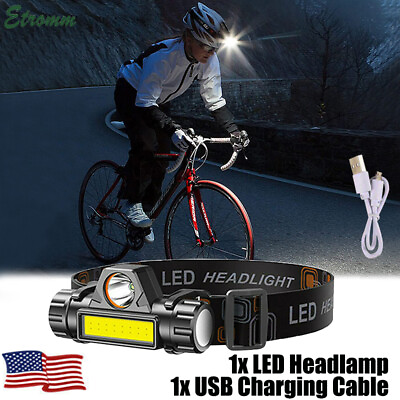 #ad LED Headlamp Headlight Flashlight USB Rechargeable Head Lamp Torch Waterproof US $7.91