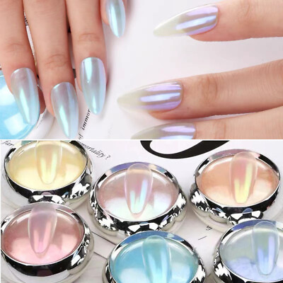 #ad Aurora Rainbow Pearl Nail Pigment Dust Powder Mirror Gel Nail Chrome Glitter $2.38