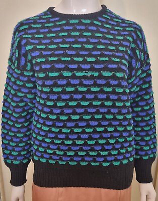 #ad Sovrano Jumper Size 18 AU Black Blue Green Knit Sweater Warm Pure New Wool AUS AU $89.99