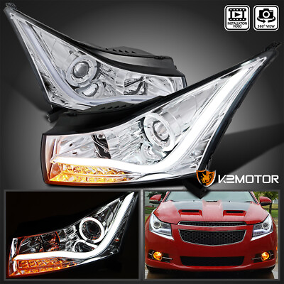 #ad Clear Fits 2011 2015 Chevy Cruze LED Halo Strip Projector Headlights Lamps LR $262.88