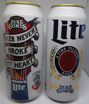 #ad Luke Combs Edition Beer Never Broke My Heart Miller Lite 16 oz Empty Beer Can $4.98