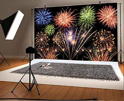 #ad Vinyl 5x3ft Colorful Fireworks Backdrop Photography Background Merry Christma... $14.66