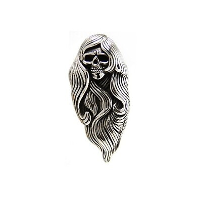 #ad Stainless Steel 316 Casting Oxidized Pendant Hairy skull No Tarnish lifetime $10.00