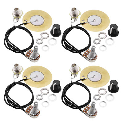 #ad 4Pcs 50MM Guitar Pickup Piezo Transducer Prewired Amplifier with 6.35MM Output# $14.99