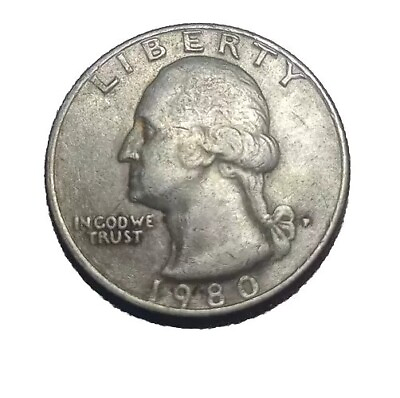 #ad 1980 Quarter Dollar P Mint Mark Filled In Error Ddo DDR G In God $75.00