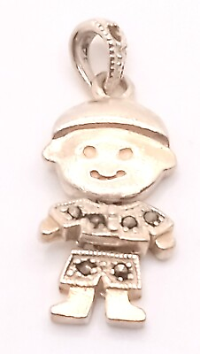 #ad Vintage Marcasite Sterling Silver Boy Doll Pendant $35.11
