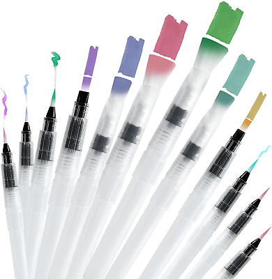 #ad Junreox 12Pcs Watercolor Brush Pens Premium Water Brush Pen Leakproof with Pens $10.56
