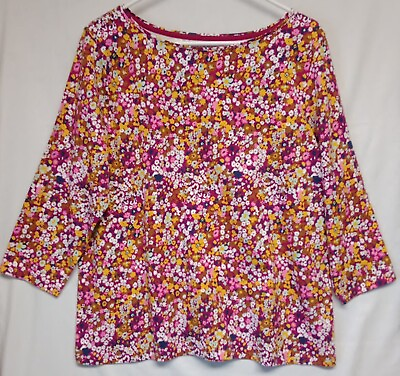 #ad Talbots Plus Top Womens 1X Multicolor Floral Long Sleeve Round Neck Pullover $13.99