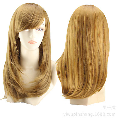 #ad Fashion Medium length Full Curly Wigs Cosplay Costume Anime Party Hair Wavy Wig $13.99