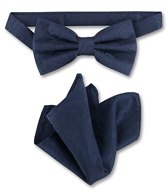 #ad Vesuvio Napoli BowTie Navy Blue Color Paisley Mens Bow Tie and Handkerchief $12.95