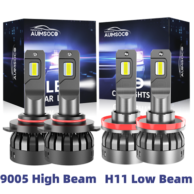 #ad LED Headlight Bulbs Combo Kit 9005 amp; H11 High Low Beam 10000K White Super Bright $69.99
