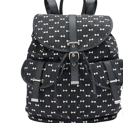#ad Mudd Black White Bows Backpack School Book Bag Purse Pockets Womens Girls bag $17.63
