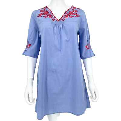 #ad Madewell Womens Embroidered Red Breeze Mini Blue Dress Size Small $28.00