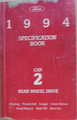 #ad 1994 Car Rear Wheel Drive Specification Book $6.95