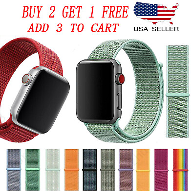 #ad Woven Nylon Band For Apple Watch Sport Loop iWatch Series 9 8 7 6 5 4 32 38 49mm $3.95