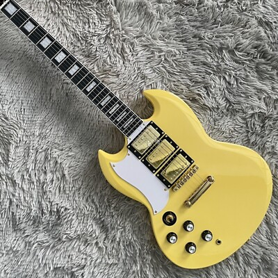 #ad Yellow SG Electric Guitar Solid Body Left Handed Black Fretboard Gold Hardware $209.00