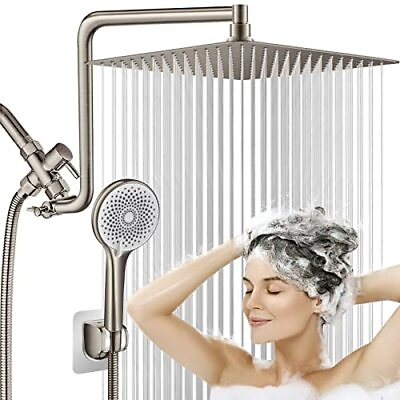 #ad Shower Head Upgraded 12quot; Rain Shower Head with 12quot; Flexible Brushed Nickel $126.26