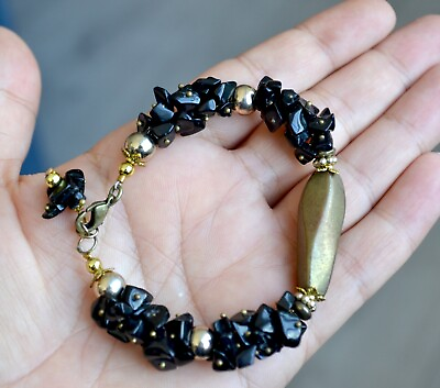 #ad Onyx bracelet Black beads bracelet beaded handmade bracelet designer B355 $25.99