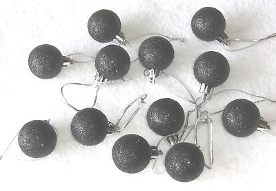 #ad Black Mini Ornaments Christmas Non Shatter Balls Glitter Miniature Tree $9.95
