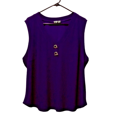 #ad Love Scarlett Women#x27;s Stretchy Sleeveless Blouse Purple Plus Size 2X $14.99