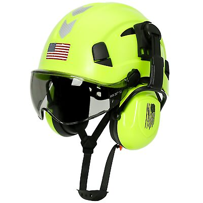 #ad Green Safety Helmet with Smoke Visor Earmuffs Hardhat Earmuffs $105.46