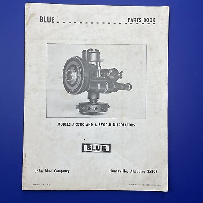 #ad 1968 John Blue Company Tractor Parts Book Models A 3700 amp; A 3700 H Nitrolators $34.99